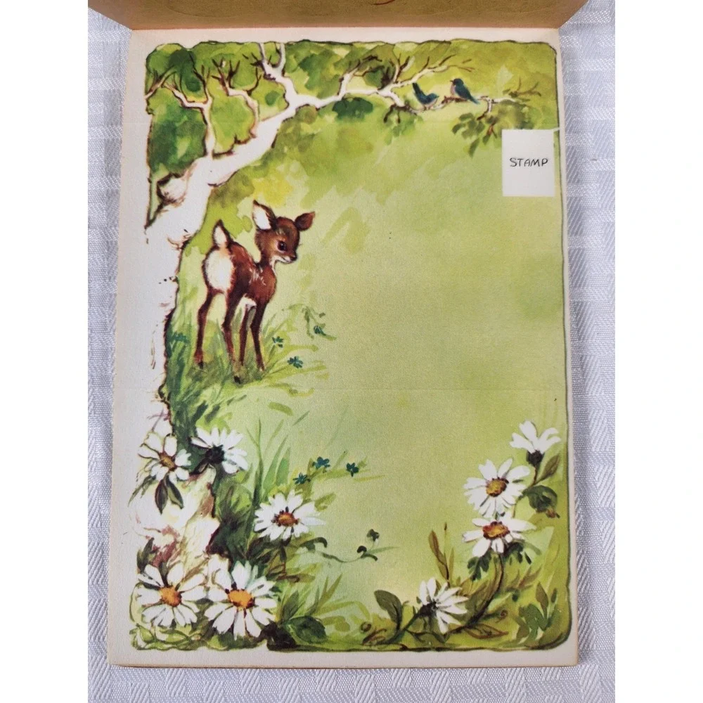 Vintage 1970's Forest Friends Stationary Set Fold, Seal, and Send Animal Prints